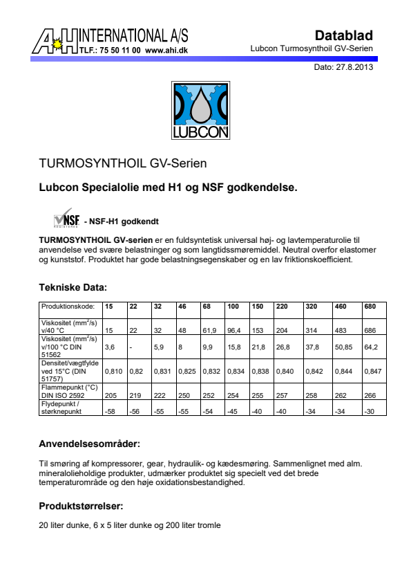 

Turmosynthoil GV serien

